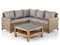 Divani da esterno - Polyrattan-Legno-Tessuto - 228 x 228 x 78 cm - Tortora-Marrone-Grigio - Moderno