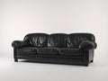 Divano a 3 posti - Pelle - 224x99x88 cm - Nero - Stile classico con braccioli imbottiti