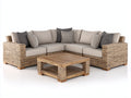 Divani da esterno - Polyrattan-Legno-Tessuto - 248 x 248 x 78 cm - Beige-Marrone-Naturale - Moderno