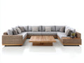 Divani da esterno - Polyrattan-Legno-Tessuto - 330 x 225 x 77 cm - Grigio-Marrone-Nero - Contemporaneo