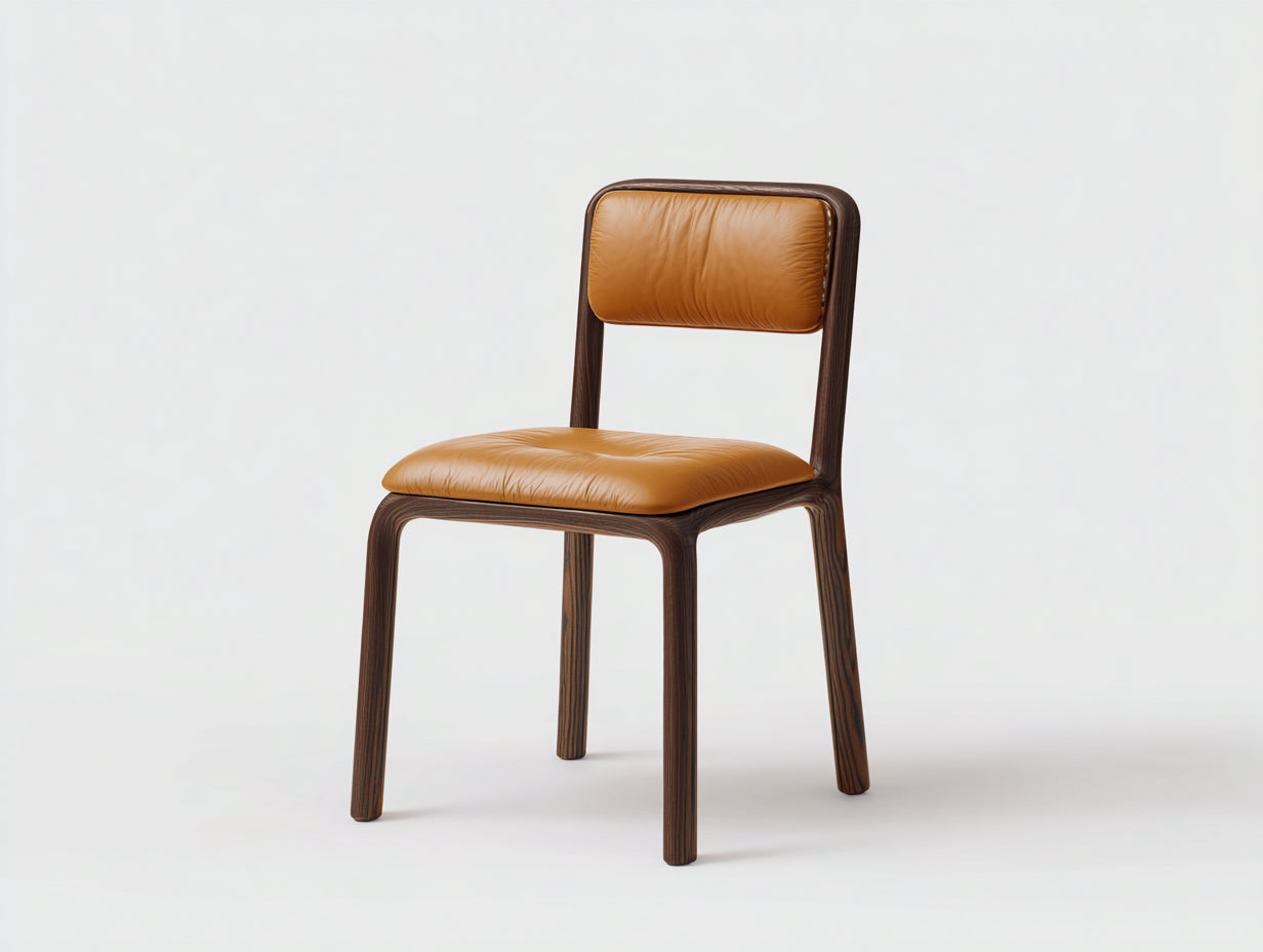 Sedia da pranzo - Similpelle-Legno - 49x55x82 cm - Cognac-Marrone scuro - Stile moderno senza braccioli