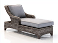 Lettino prendisole - Rattan-Tessuto - 210 x 80 x 98 cm - Marrone naturale-Grigio cenere - Stile classico