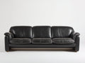 Divano a 3 posti - Pelle - 220x93x82 cm - Nero - Stile vintage con struttura lineare