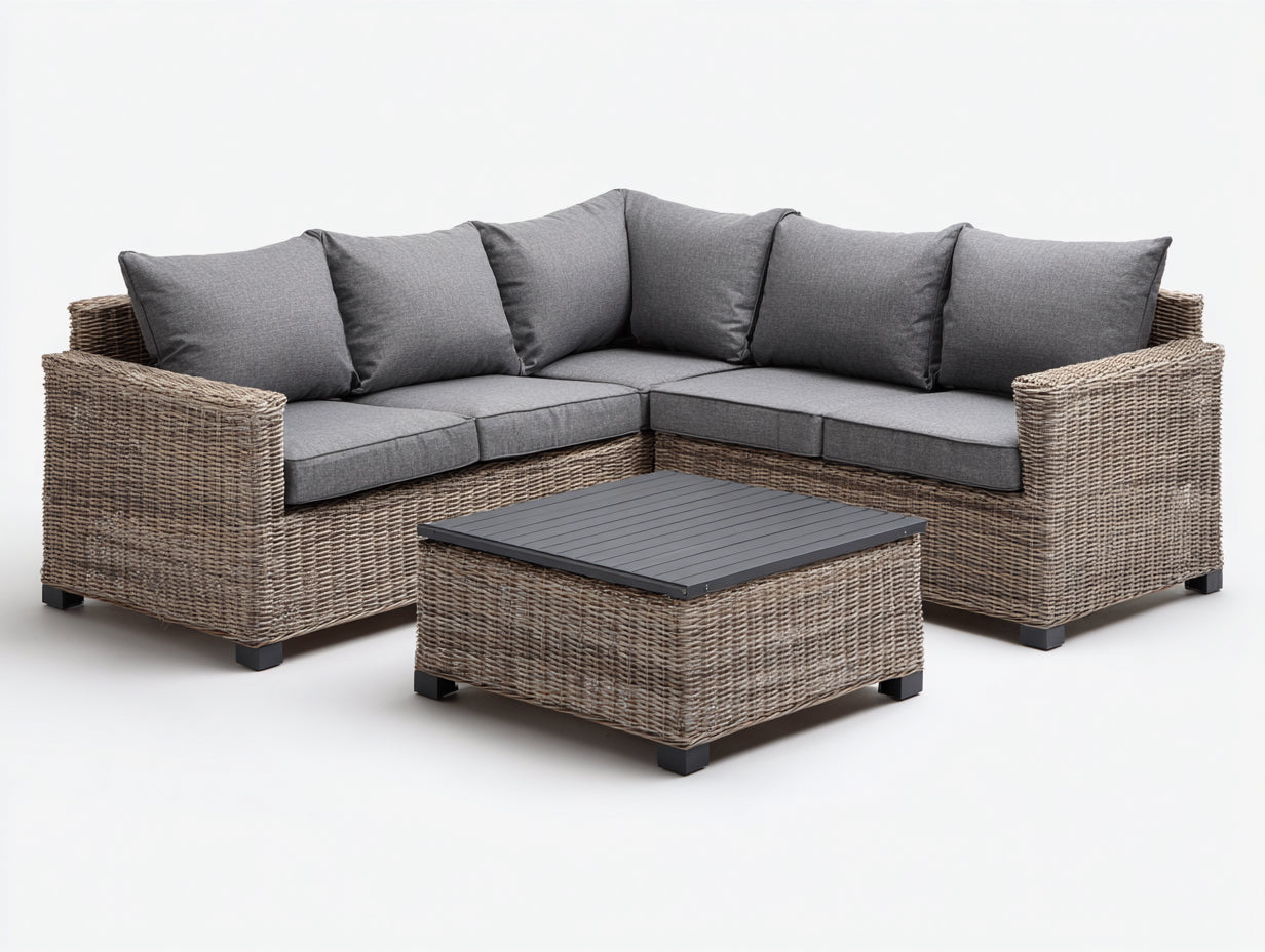 Divani da esterno - Polyrattan-Tessuto - 252 x 252 x 79 cm - Grigio-Grigio tortora-Antracite - Moderno