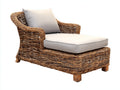 Lettino prendisole - Rattan-Tessuto - 200 x 82 x 93 cm - Marrone caldo-Beige chiaro - Stile rustico