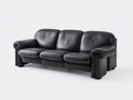 Divano a 3 posti - Pelle - 223x99x88 cm - Nero - Stile classico con braccioli arrotolati