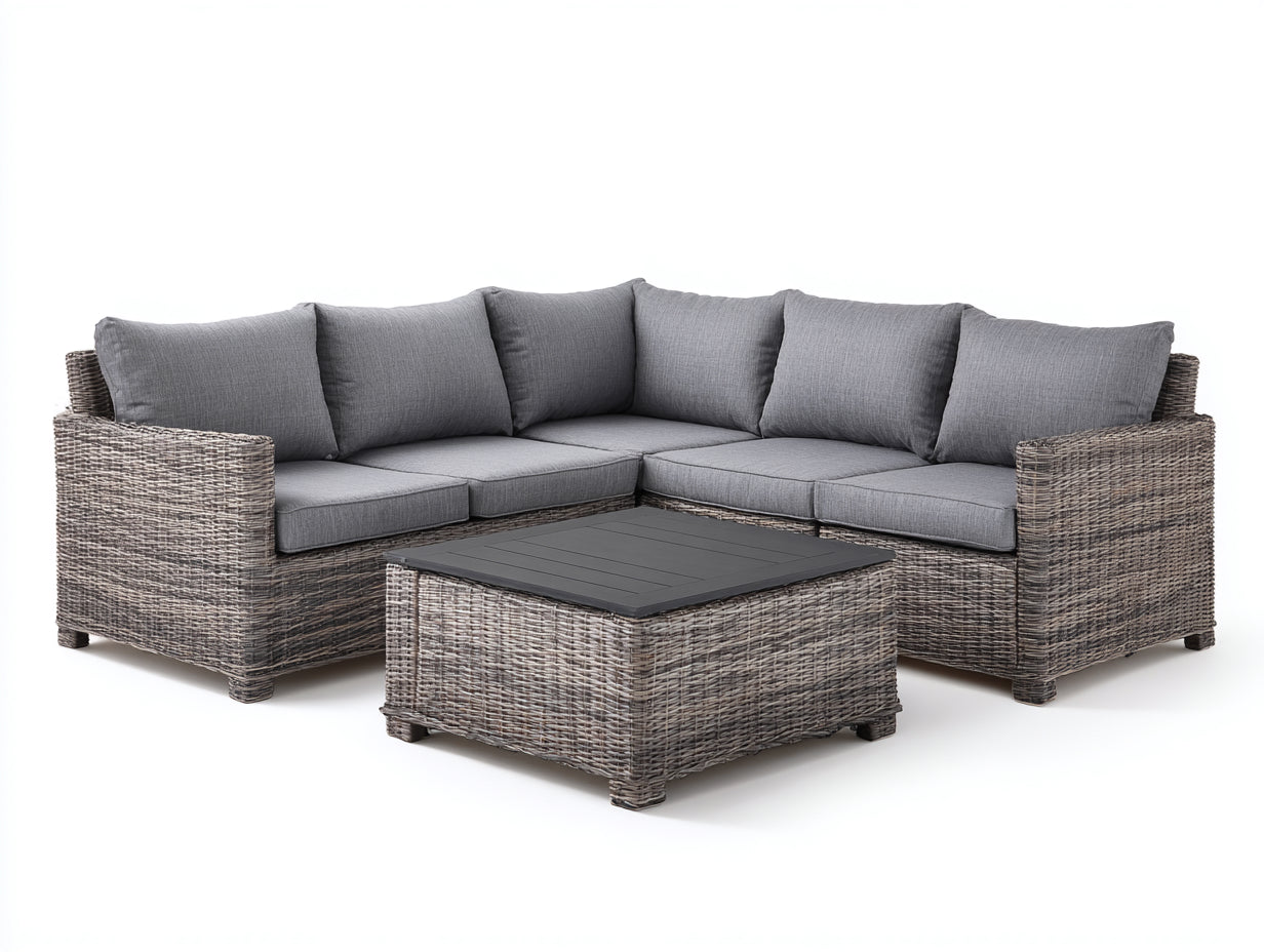 Divani da esterno - Polyrattan-Tessuto - 248 x 248 x 79 cm - Grigio-Grigio tortora-Antracite - Contemporaneo