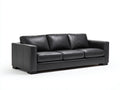 Divano a 3 posti - Similpelle - 219x91x78 cm - Nero-Marrone scuro - Stile moderno con braccioli squadrati
