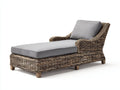 Lettino prendisole - Rattan-Tessuto - 202 x 84 x 94 cm - Marrone anticato-Grigio - Stile rustico