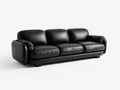 Divano a 3 posti - Pelle - 221x95x84 cm - Nero - Stile moderno con profilo arrotondato