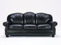 Divano a 3 posti - Pelle - 228x98x94 cm - Nero-Marrone - Stile classico con finitura a borchie