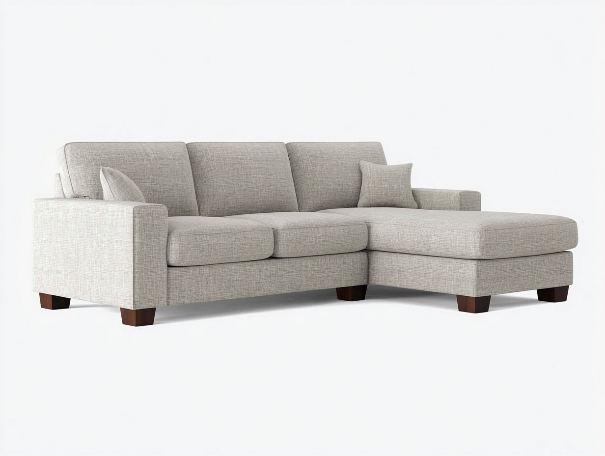 Divano angolare - Tessuto - 258 x 158 x 86 cm - Grigio chiaro - Moderno