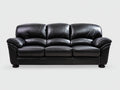 Divano a 3 posti - Pelle - 218x96x89 cm - Nero - Stile classico con braccioli imbottiti