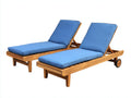 Lettino prendisole - Legno-Tessuto - 200x72x92 cm - Naturale-Blu - Stile naturale con schienale regolabile
