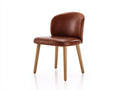 Sedia da pranzo - Similpelle-Legno - 48x54x81 cm - Marrone scuro-Naturale - Stile vintage senza braccioli