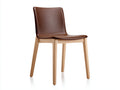 Sedia da pranzo - Similpelle-Legno - 49x55x85 cm - Marrone-Naturale - Stile scandinavo senza braccioli