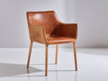 Sedia da pranzo - Similpelle-Legno - 61x60x84 cm - Cognac-Naturale - Stile moderno con braccioli