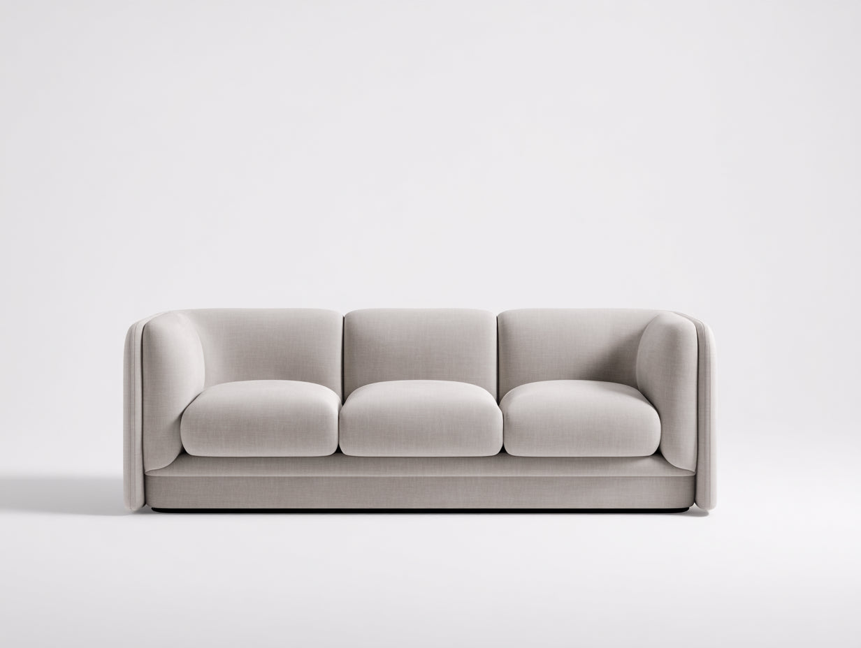 Divano a 3 posti - Tessuto - 222x96x72 cm - Grigio chiaro - Stile moderno con profilo avvolgente