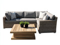 Divani da esterno - Polyrattan-Legno-Tessuto - 280 x 190 x 76 cm - Grigio-Marrone-Naturale - Moderno