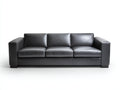 Divano a 3 posti - Similpelle - 224x92x78 cm - Antracite - Stile moderno con braccioli squadrati
