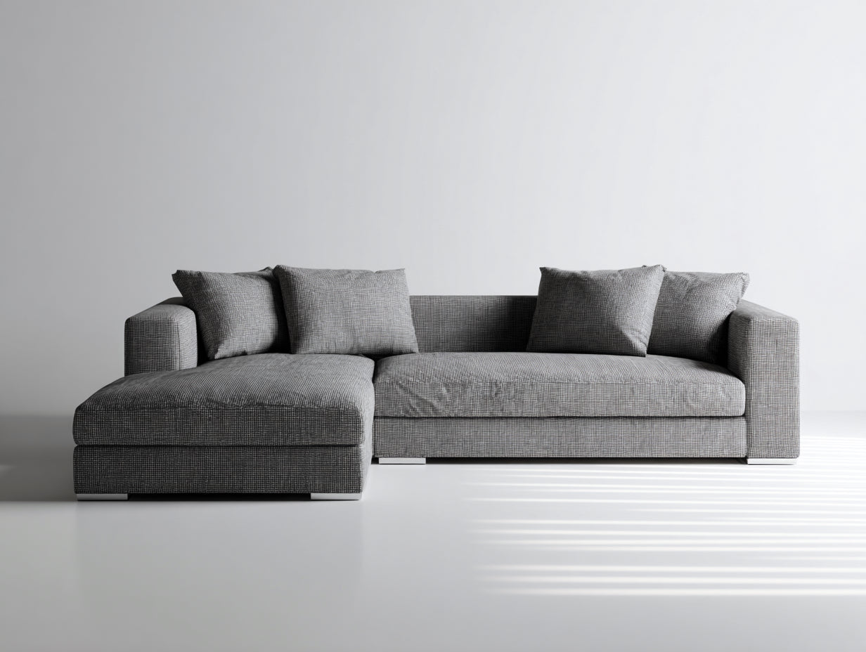 Divano angolare - Tessuto - 286 x 165 x 82 cm - Grigio - Minimalista