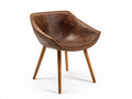 Sedia da pranzo - Similpelle-Legno - 64x58x78 cm - Marrone scuro-Naturale - Stile industriale con seduta avvolgente