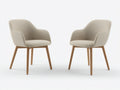 Sedia da pranzo - Tessuto-Legno - 60x59x82 cm - Avorio-Naturale - Stile scandinavo con braccioli