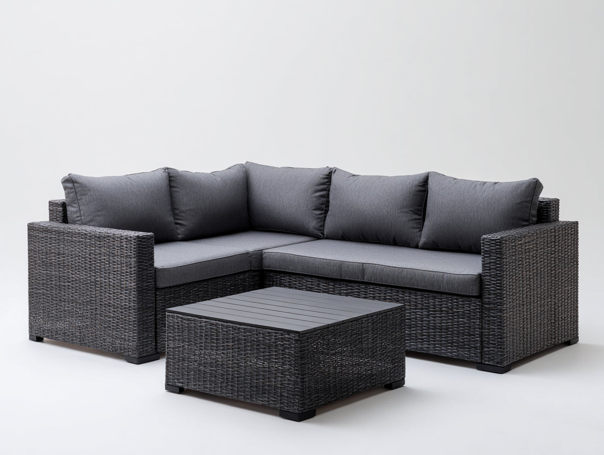 Divani da esterno - Polyrattan-Tessuto - 240 x 182 x 78 cm - Grigio scuro-Antracite - Moderno