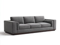 Divano a 3 posti - Tessuto-Legno - 228x96x82 cm - Grigio antracite-Marrone scuro - Stile contemporaneo con base bassa
