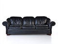 Divano a 3 posti - Pelle - 230x100x90 cm - Nero-Marrone - Stile tradizionale con braccioli arrotolati